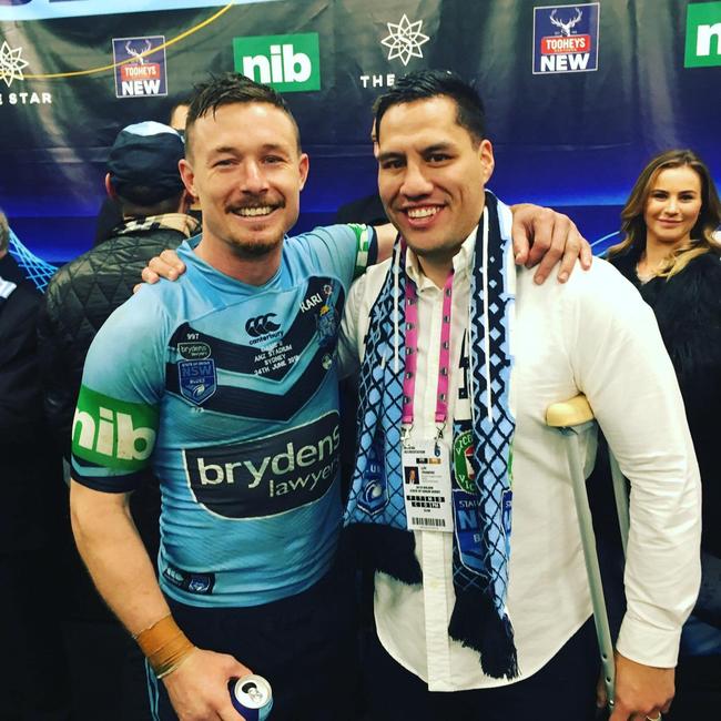 Brad Clark with NSW Origin star Damien Cook. Credit: Facebook