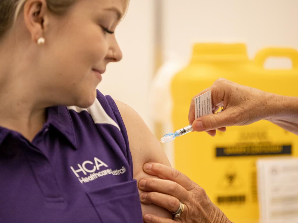Nurse Keita Winks gets her COVID-19 vaccine in WA. Picture: WA Health Department/Josh Fernandes via NCA NewsWire