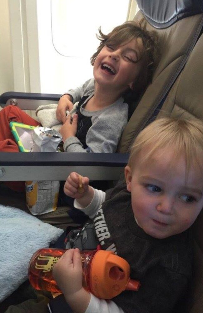 The family quarantined on the plane until medical staff escorted them off. Image: Clay Travis