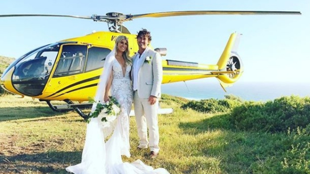 Matt Wright and wife Kaia on their wedding day.