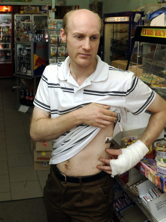 Mr Van Meeteren after he was stabbed during a previous incident.