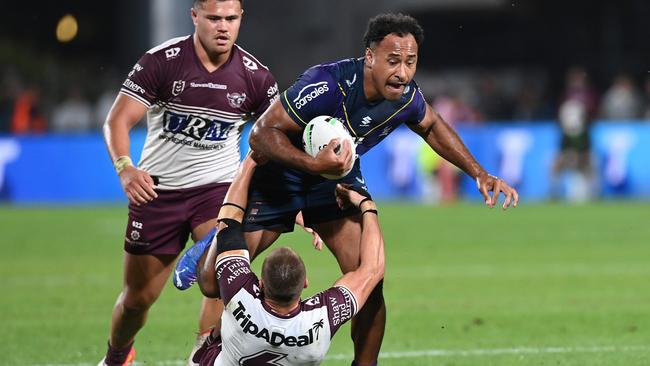 Felise Kaufusi in action for Melbourne Storm. Picture: Bradley Kanaris / Getty Images