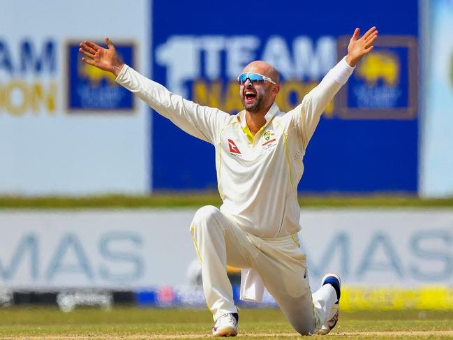 Self-belief is key … Australia's Nathan Lyon celebrates after taking wicket of Sri Lanka's Kusal Mendis on July 10, 2022.