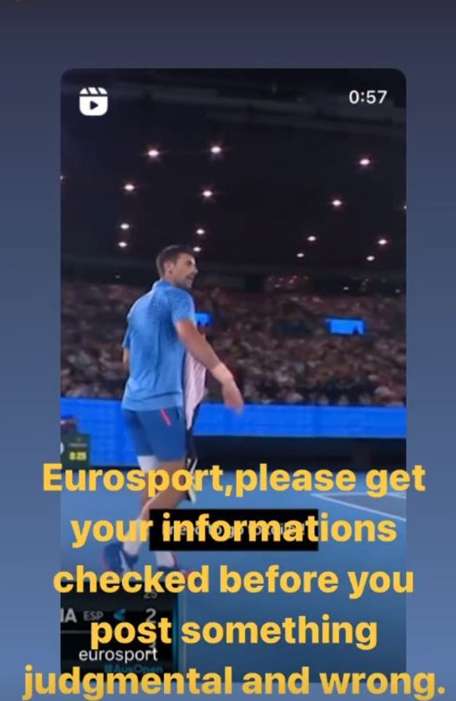 Novak Djokovic responds to Eurosport’s tweet.