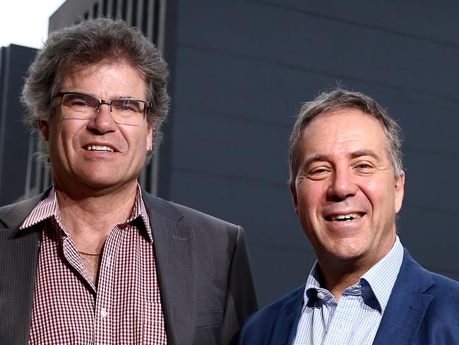 18/11/15 - Gary Neave and Simon Schrapel outside Uniting Communities church - pic Mike Burton