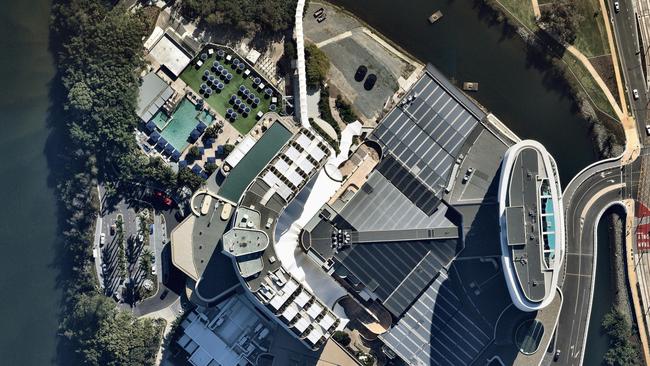 An aerial photograph of The Star Gold Coast in 2018. Photo: Nearmap 