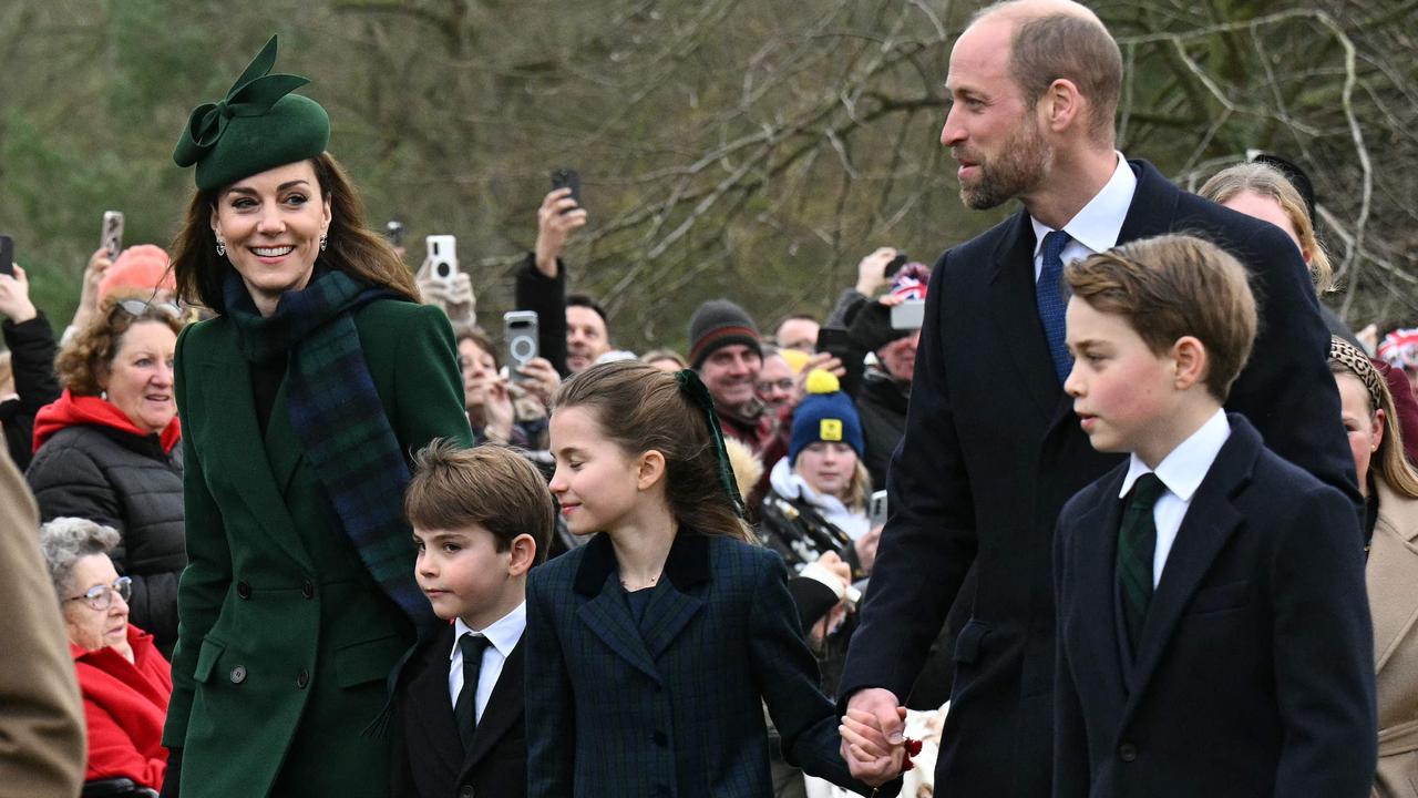 Prince Louis, Princess Charlotte and Prince George with their parents. Picture: by Oli Scarff/AFP