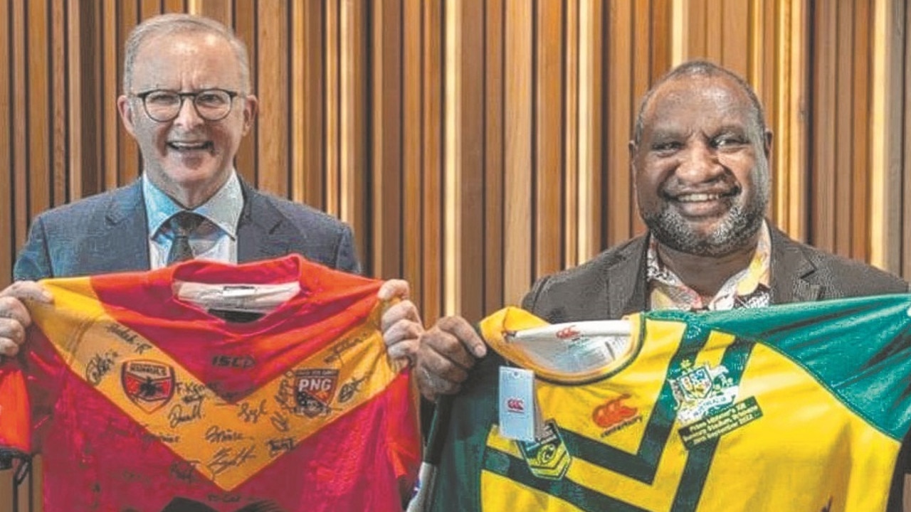 Australian Prime Minister Anthony Albanese and PNG Prime Minister James Marape are both NRL fans. Picture: PMO