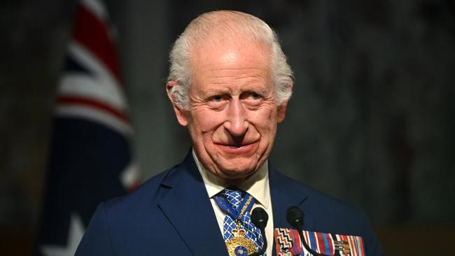 CANBERRA, AUSTRALIA - OCTOBER 21: King Charles III attends the ceremonial welcome and Parliamentary reception at the Australian Parliament House on October 21, 2024, in Canberra, Australia. The King's visit to Australia is his first as monarch, and the Commonwealth Heads of Government Meeting (CHOGM) in Samoa will be his first as head of the Commonwealth. (Photo by Victoria Jones - Pool/Getty Images)