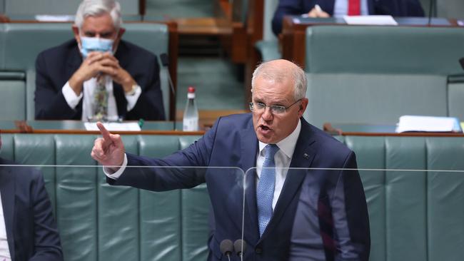 Scott Morrison addressed the house at around midnight to issue his plea for the Bill to pass. Picture: NCA NewsWire / Gary Ramage