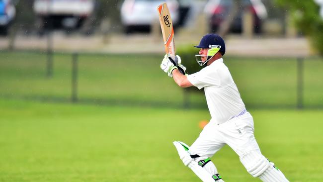 Pictured is action during the men's MPCA provincial cricket game Long Island batting versus Rye bowling at Ballam Park in Frankston. Peter Conell. Picture: Derrick den Hollander