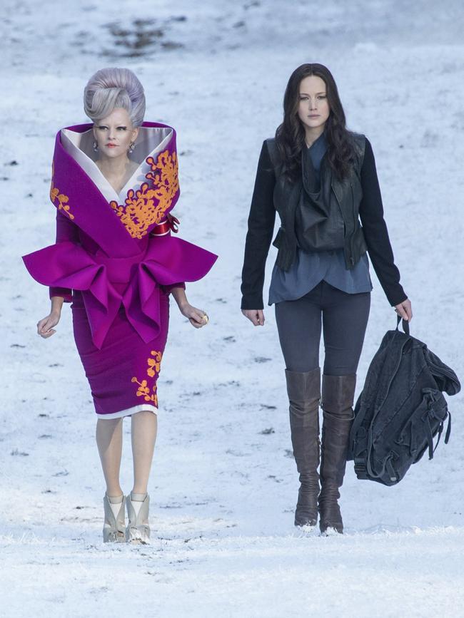 Elizabeth Banks and Jennifer Lawrence in The Hunger Games.