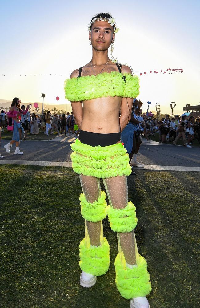 Another opted for fluoro green tulle. Picture: Valerie Macon / AFP