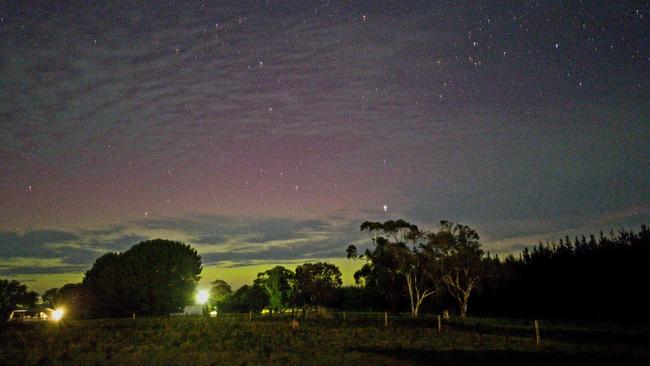 Aurora australis in the South East. Picture: Kate Cardinal/aurora australis Facebook page