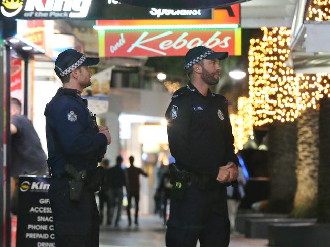 Police on patrol in Surfers Paradise. Picture Glenn Hampson