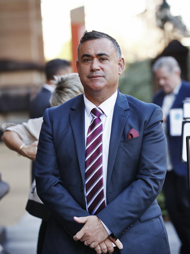 John Barilaro arrives at the state funeral for Bob Fulton on Friday. Picture: Sam Ruttyn