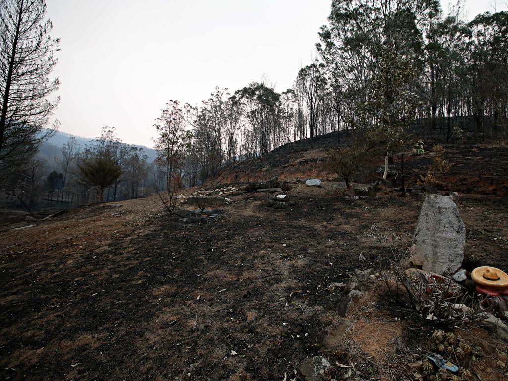 Wytaliba's fire devastated cemetery on the 13th of November 2019. Bushfires ripped through the small community of Wytaliba on the 9th of November 2019. Photographer: Adam Yip