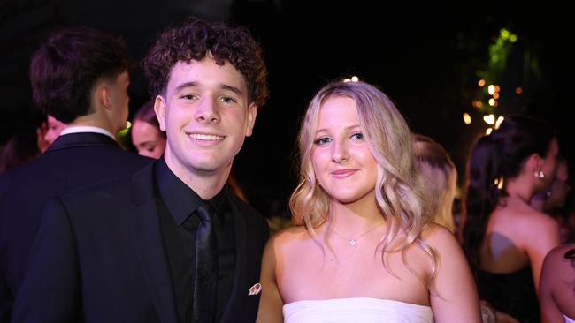 Hayden Glaser and Eve Sutherland at the Emmanuel College class of 2025 formal at HOTA for Gold Coast at Large. Picture, Portia Large.
