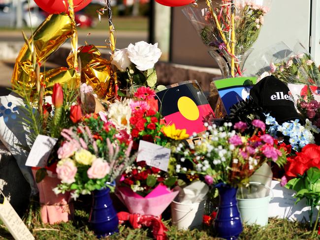 Memorial for the four teenagers killed in a roadside crash. Cnr of Bayswater Rd and Duckworth St. Picture: Alix Sweeney