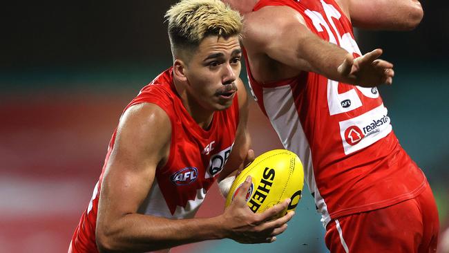 Sydney’s Elijah Taylor has been suspended for the remainder of the AFL season. Picture: Phil Hillyard