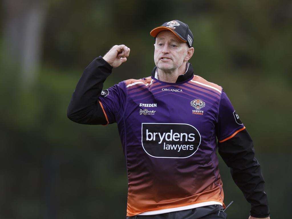 The pressure is mounting on Wests Tigers coach Michael Maguire. Picture: Mark Evans/Getty Images