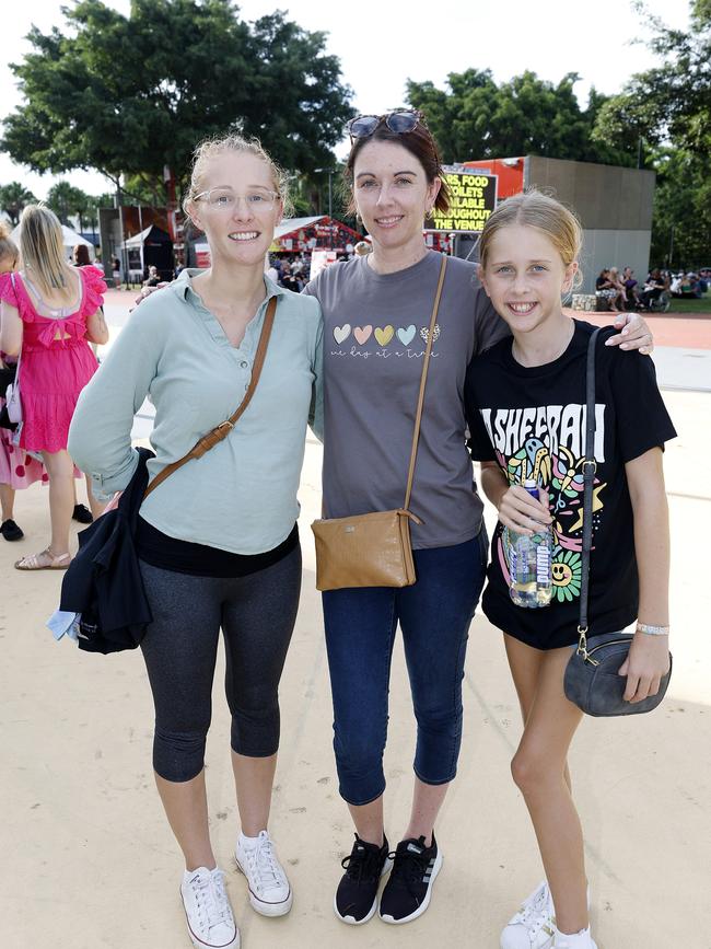 Alishia Woolf, Kristee Woolf and Abigayl Woolf at the Ed Sheeran concert at Suncorp Stadium. Picture: Josh Woning
