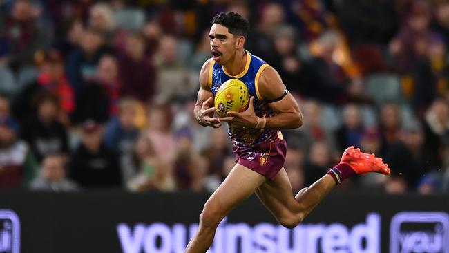 Charlie Cameron of the Lions in action (Photo by Albert Perez/AFL Photos via Getty Images)