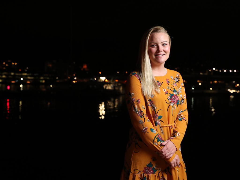 Independent candidate for Lyons Jessica Whelan on the Hobart waterfront. Whelan was disendorsed by the Liberals in the seat of Lyons. Picture: NIKKI DAVIS-JONES