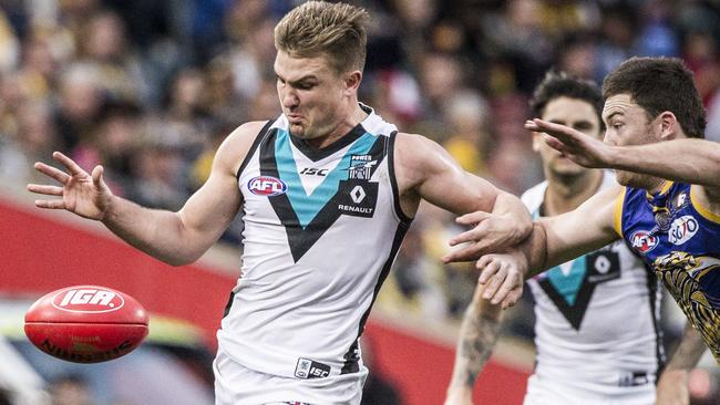 FINE WINES: Star Port Adelaide midfielder Ollie Wines wants to be a Power player for life. Picture: Tony McDonough (AAP).