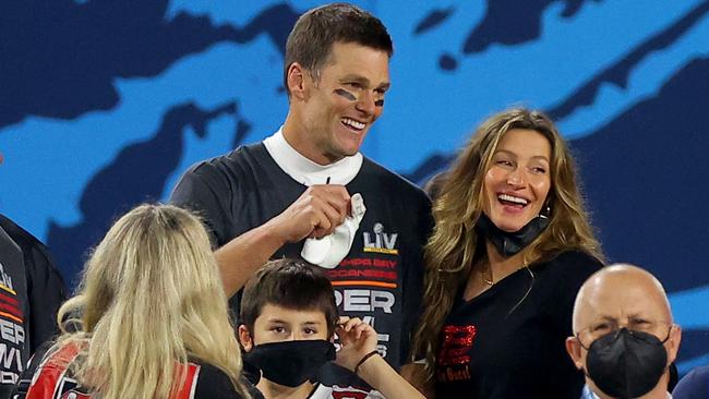 Brady with wife, model Gisele Bundchen. Picture: AFP