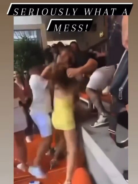 Screen grabs taken from footage of a group of men fighting at Sydney’s Ivy Pool Club on Sunday.