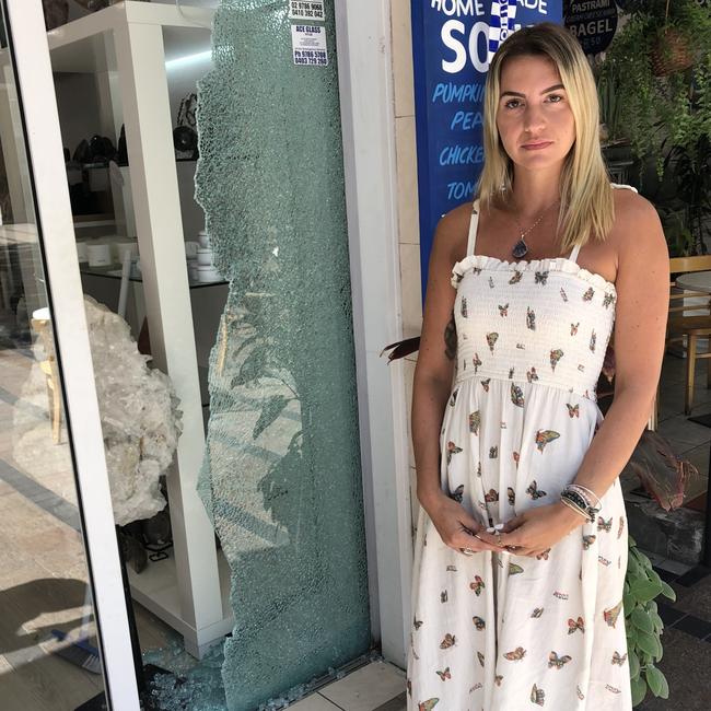 Liz Previtali, owner of SK Crystals on Sydney Rd, Manly, which was allegedly damaged by a man armed with a hammer, had to close her business for a day. Picture: Jim O'Rourke