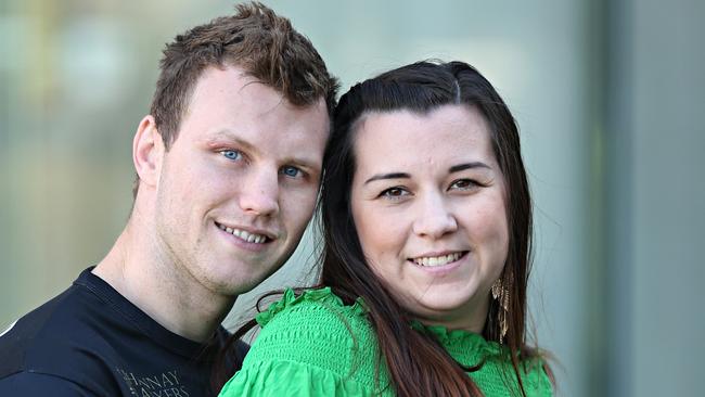 Boxer Jeff Horn is seen with his wife Joanna and child Isabelle during a  media opp at the Caxton Hotel in Brisbane, Wednesday, May 23, 2018. Jeff  Horn will face American Boxer