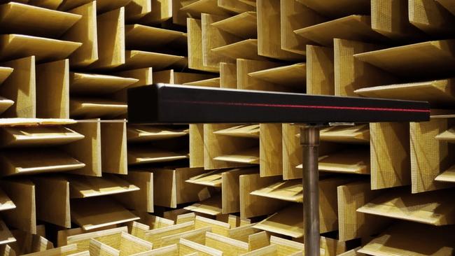 Inside an anechoic chamber at Samsung’s LA audio lab.