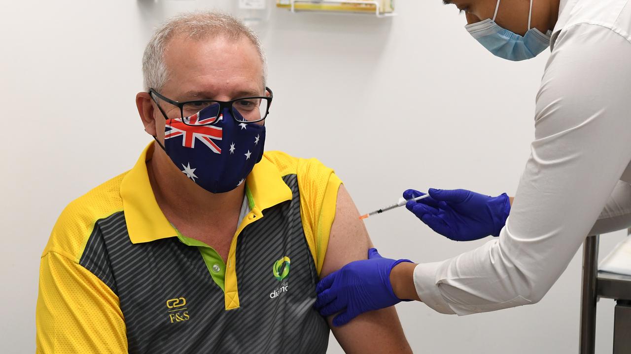 Prime Minister Scott Morrison was one of the first Australians to be vaccinated on Sunday. Picture: Joel Carrett/AAP