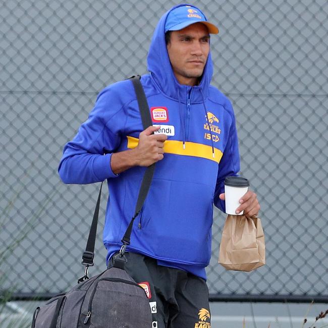 Player Francis Watson leaving the West Coast Eagles Football Club in Perth today. The Eagles are heading to the Royal Pines hub on the Gold Coast. Picture: AAP Image/Richard Wainwright