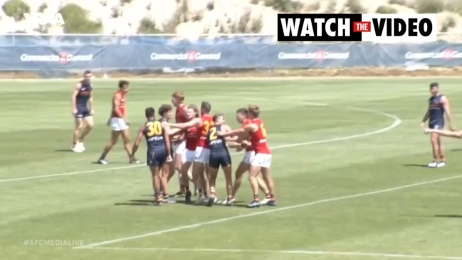 'Bit of biffo!': Crows trial game gets heated