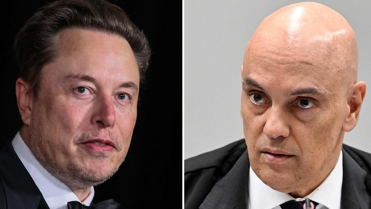 Elon Musk and Judge Alexandre de Moraes are locked in a bitter dispute. Picture: Etienne Laurent and Evaristo Sa / AFP