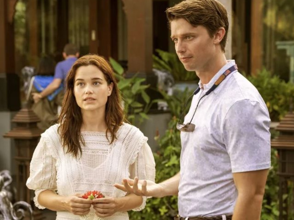 Piper’s virginity is mocked by brother Saxon (Patrick Schwarzenegger). Picture: Max