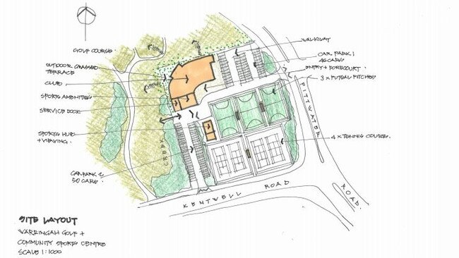 Preliminary drawings of the new Warringah Golf Club clubhouse and surrounding sports facilities. Picture: Supplied.