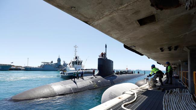 US Navy Virginia-Class submarine USS Mississippi arrives at Fleet Base West, Rockingham, Western Australia.