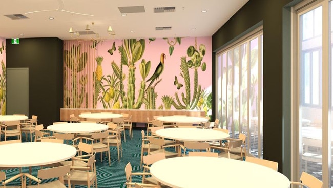 An artist's concept of a function room in the Bli Bli Hotel.