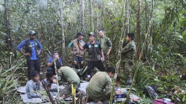 They were lost in the Colombian Amazon jungle following the crash of a small plane on June 9. Picture: AFP