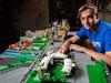 Lego whiz kid Connor Brennan , 17, with his new model of the Adelaide skyline, on May 13th, 2021, at his  Redwood Park home.
Picture: Tom Huntley