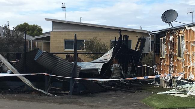 The aftermath of the cabin that was destroyed in the fire. Picture: Stephan Fourie