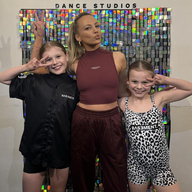 Samantha Jade with Aria Green, 10, and Mila Green, 8. Picture: Zac Poor