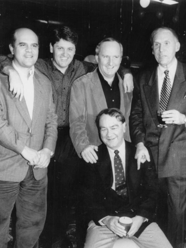 John Stanley, Hadley, Alan Jones and John Laws with John Brennan (seated) in 1993.