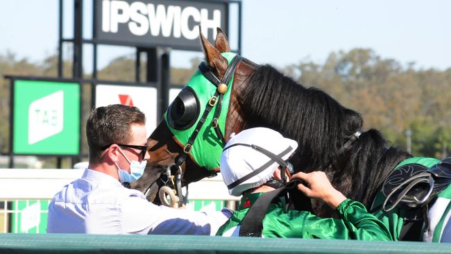 Race 4 Ipswich winner Dare To Share, ridden by Adin Thompson and trained by Cherie Vick. Picture: Claire Power