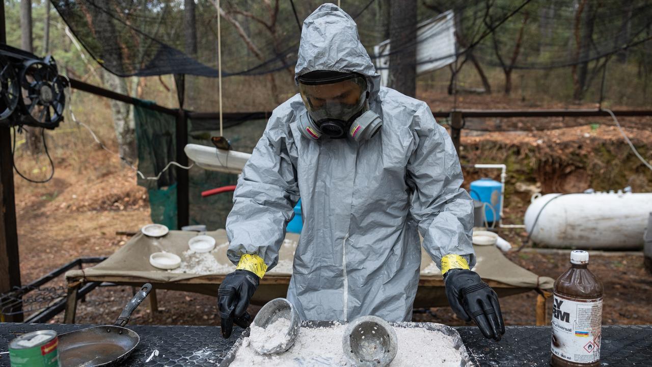 The methamphetamine labs make 7 tonnes of ice - that’s enough to meet Australia’s demand in one year. The ice raids require a full decontamination process by police. Picture: Jason Edwards