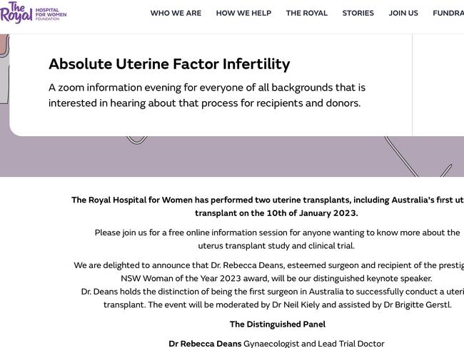The Royal Hospital for Women at Randwick is pioneering uterine transplants in Australia and held an information session on the procedures.